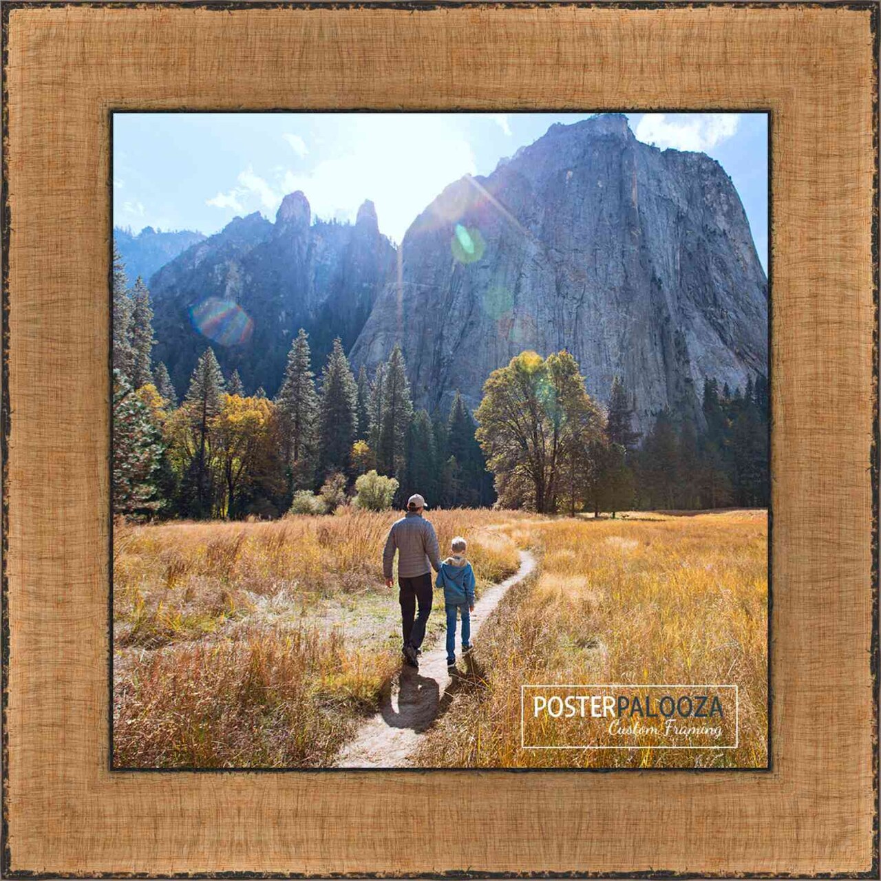 Square Embellished Gold Picture Frame - UV Acrylic, Foam Board Backing, Hanging Hardware